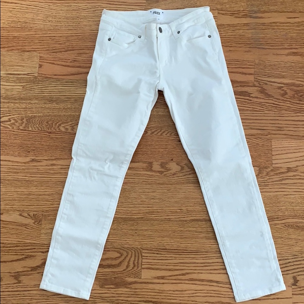 Paige Ankle White Jeans
